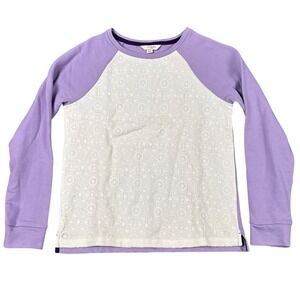 Lands End Kids Lavender Purple Lace Front Raglan Long Sleeve Sweatshirt Top 727